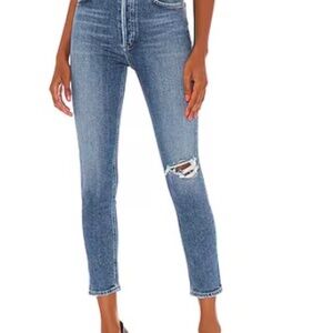 AGOLDE Nico slim skinny distressed button fly jean size 24